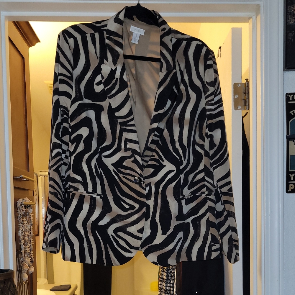 Chico's Black and White Zebra Blazer